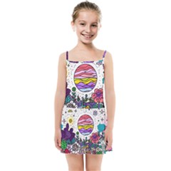 Rainbow Fun Cute Minimal Doodle Drawing Unique Kids  Summer Sun Dress by uniart180623