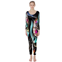 Garden Flower Nature Digital Art Abstract Long Sleeve Catsuit by uniart180623