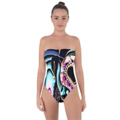 Garden Flower Nature Digital Art Abstract Tie Back One Piece Swimsuit by uniart180623