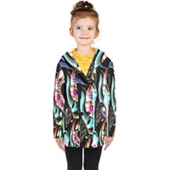 Garden Flower Nature Digital Art Abstract Kids  Double Breasted Button Coat by uniart180623