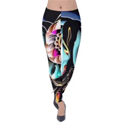 Garden Flower Nature Digital Art Abstract Velvet Leggings by uniart180623