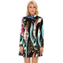 Garden Flower Nature Digital Art Abstract Long Sleeve Velour Longline Dress by uniart180623