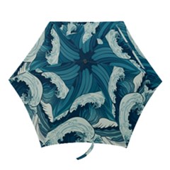 Waves Ocean Sea Pattern Water Tsunami Rough Seas Mini Folding Umbrellas by uniart180623