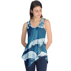 Waves Ocean Sea Pattern Water Tsunami Rough Seas Sleeveless Tunic by uniart180623