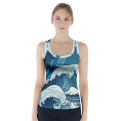 Waves Ocean Sea Pattern Water Tsunami Rough Seas Racer Back Sports Top by uniart180623