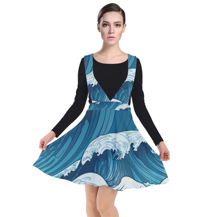 Waves Ocean Sea Pattern Water Tsunami Rough Seas Plunge Pinafore Dress