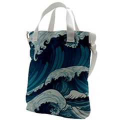 Waves Ocean Sea Pattern Water Tsunami Rough Seas Canvas Messenger Bag by uniart180623