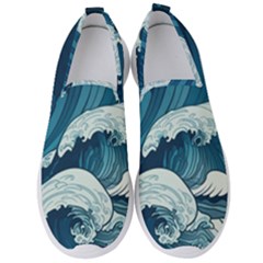 Waves Ocean Sea Pattern Water Tsunami Rough Seas Men s Slip On Sneakers by uniart180623