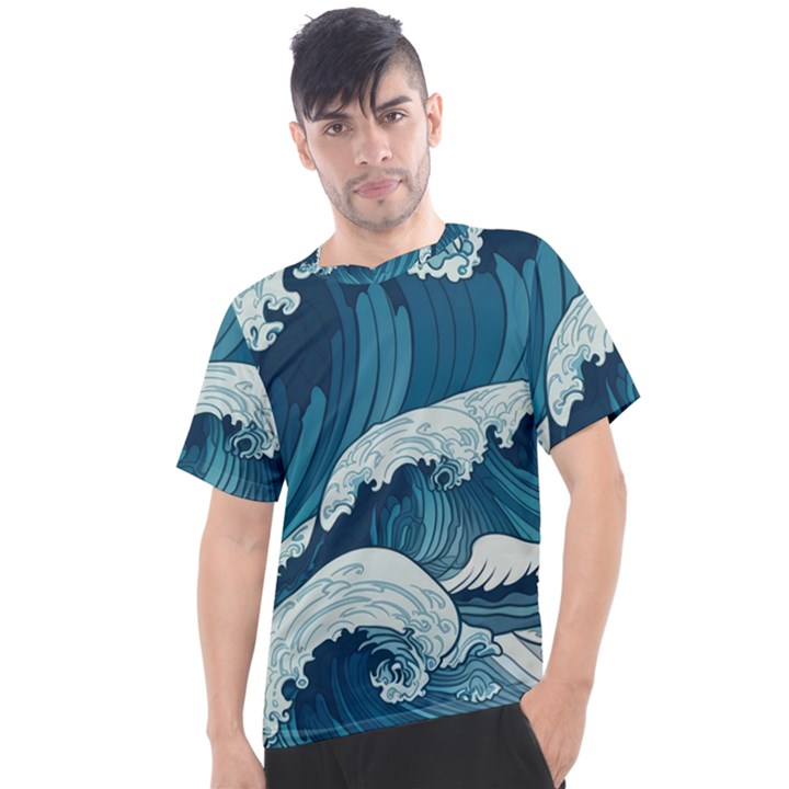 Waves Ocean Sea Pattern Water Tsunami Rough Seas Men s Sport Top