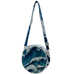 Waves Ocean Sea Pattern Water Tsunami Rough Seas Crossbody Circle Bag by uniart180623