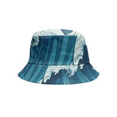 Waves Ocean Sea Pattern Water Tsunami Rough Seas Inside Out Bucket Hat (kids) by uniart180623