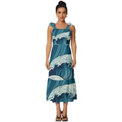 Waves Ocean Sea Pattern Water Tsunami Rough Seas Tie-strap Tiered Midi Chiffon Dress by uniart180623