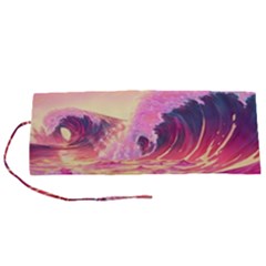 Waves Ocean Sea Tsunami Nautical Red Yellow Roll Up Canvas Pencil Holder (s) by uniart180623