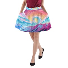 Waves Ocean Sea Tsunami Nautical A-line Pocket Skirt by uniart180623