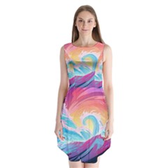 Waves Ocean Sea Tsunami Nautical Sleeveless Chiffon Dress   by uniart180623