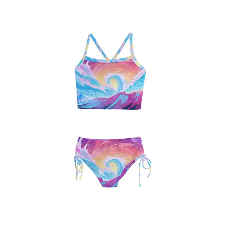 Waves Ocean Sea Tsunami Nautical Girls  Tankini Swimsuit