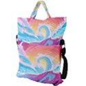 Waves Ocean Sea Tsunami Nautical Fold Over Handle Tote Bag View2