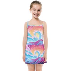 Waves Ocean Sea Tsunami Nautical Kids  Summer Sun Dress by uniart180623