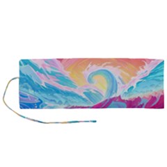 Waves Ocean Sea Tsunami Nautical Roll Up Canvas Pencil Holder (m) by uniart180623