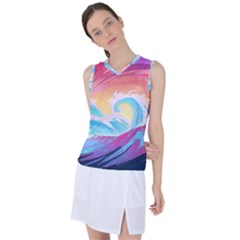 Waves Ocean Sea Tsunami Nautical Women s Sleeveless Sports Top by uniart180623