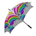 Rainbow Fun Cute Minimal Doodle Drawing Art Golf Umbrellas View2