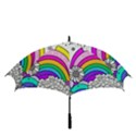 Rainbow Fun Cute Minimal Doodle Drawing Art Golf Umbrellas View3