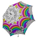 Rainbow Fun Cute Minimal Doodle Drawing Art Hook Handle Umbrellas (Medium) View2