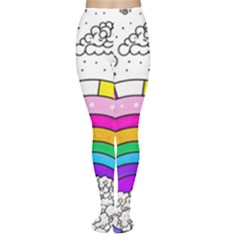 Rainbow Fun Cute Minimal Doodle Drawing Art Tights by uniart180623