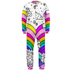 Rainbow Fun Cute Minimal Doodle Drawing Art Onepiece Jumpsuit (men) by uniart180623