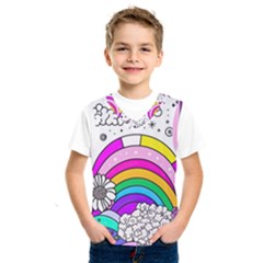 Rainbow Fun Cute Minimal Doodle Drawing Art Kids  Basketball Tank Top by uniart180623