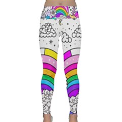 Rainbow Fun Cute Minimal Doodle Drawing Art Lightweight Velour Classic Yoga Leggings by uniart180623