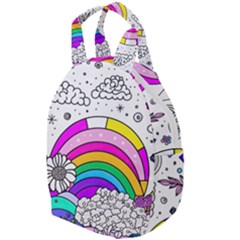 Rainbow Fun Cute Minimal Doodle Drawing Art Travel Backpack by uniart180623