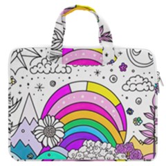 Rainbow Fun Cute Minimal Doodle Drawing Art Macbook Pro 13  Double Pocket Laptop Bag by uniart180623