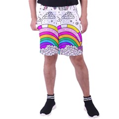 Rainbow Fun Cute Minimal Doodle Drawing Art Men s Pocket Shorts by uniart180623