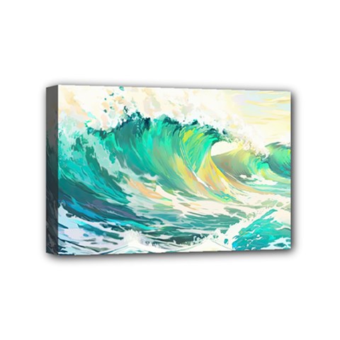 Waves Ocean Sea Tsunami Nautical Art Mini Canvas 6  X 4  (stretched) by uniart180623