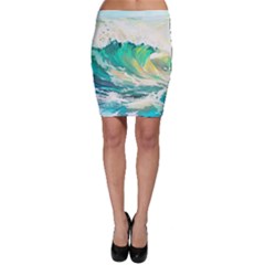 Waves Ocean Sea Tsunami Nautical Art Bodycon Skirt by uniart180623