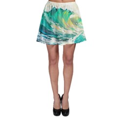 Waves Ocean Sea Tsunami Nautical Art Skater Skirt by uniart180623