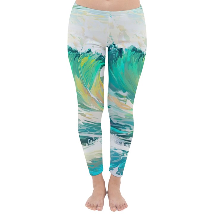 Waves Ocean Sea Tsunami Nautical Art Classic Winter Leggings