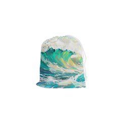 Waves Ocean Sea Tsunami Nautical Art Drawstring Pouch (xs) by uniart180623