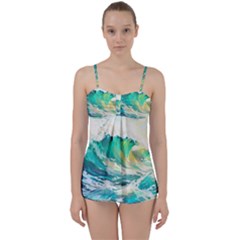 Waves Ocean Sea Tsunami Nautical Art Babydoll Tankini Set by uniart180623