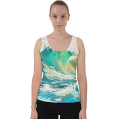 Waves Ocean Sea Tsunami Nautical Art Velvet Tank Top by uniart180623