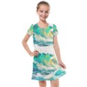 Waves Ocean Sea Tsunami Nautical Art Kids  Cross Web Dress View1