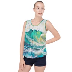 Waves Ocean Sea Tsunami Nautical Art Bubble Hem Chiffon Tank Top by uniart180623