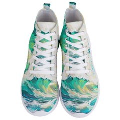 Waves Ocean Sea Tsunami Nautical Art Men s Lightweight High Top Sneakers by uniart180623