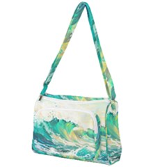 Waves Ocean Sea Tsunami Nautical Art Front Pocket Crossbody Bag by uniart180623