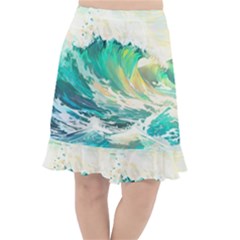 Waves Ocean Sea Tsunami Nautical Art Fishtail Chiffon Skirt by uniart180623