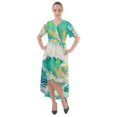 Waves Ocean Sea Tsunami Nautical Art Front Wrap High Low Dress