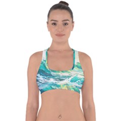 Waves Ocean Sea Tsunami Nautical Art Cross Back Hipster Bikini Top  by uniart180623