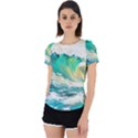 Waves Ocean Sea Tsunami Nautical Art Back Cut Out Sport Tee View1