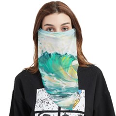 Waves Ocean Sea Tsunami Nautical Art Face Covering Bandana (triangle) by uniart180623